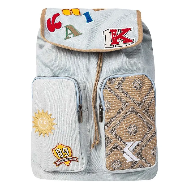 Batoh s potlačou z pranej džínsoviny